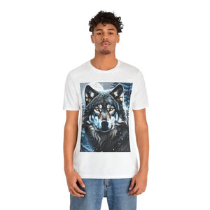 Wolf in Winter Night Jersey Short Sleeve Tee - Dipaliz - White / s - T-shirts