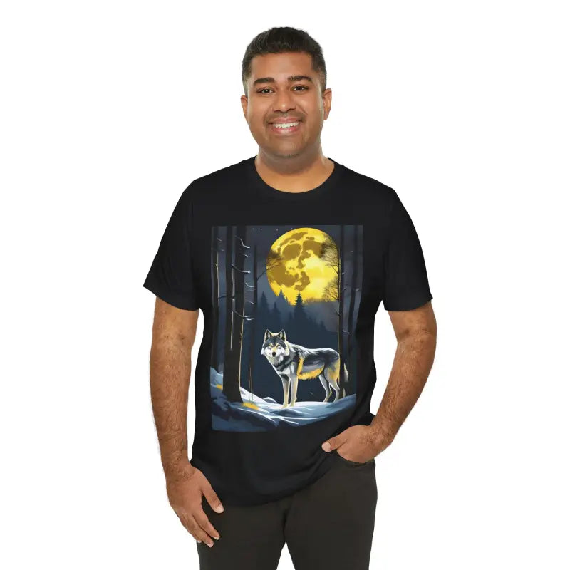 Unleash your Wild Side with Howlinawesome Wolf Jersey Tee - Black / s T-shirt