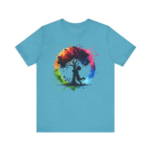 T-shirt - Boy Hugging Tree Tee - Nature Lover Vibrant Top - Dipaliz
