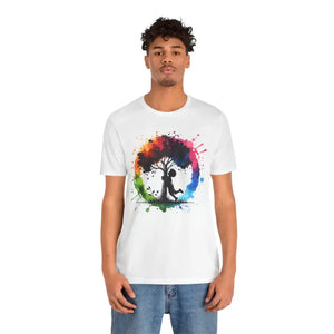 Boy Hugging Tree Tee - Nature Lover Vibrant Style - Dipaliz - White / s - T-shirts