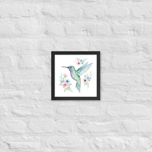 Humming Bird Framed Poster Matte Black Wood Art - Dipaliz - 10″×10″ - Posters