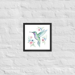 Humming Bird Framed Poster Matte Black Wood Art - Dipaliz - 12″×12″ - Posters