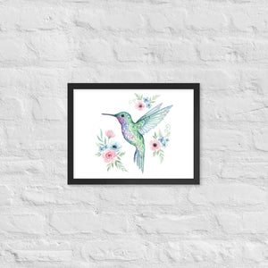 Humming Bird Framed Poster Matte Black Wood Art - Dipaliz - 12″×16″ - Posters