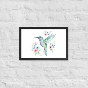 Humming Bird Framed Poster Matte Black Wood Art - Dipaliz - 12″×18″ - Posters