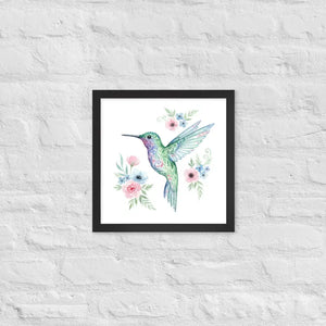 Humming Bird Framed Poster Matte Black Wood Art - Dipaliz - 14″×14″ - Posters