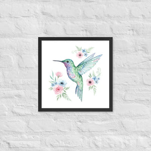 Humming Bird Framed Poster Matte Black Wood Art - Dipaliz - 16″×16″ - Posters