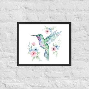 Humming Bird Framed Poster Matte Black Wood Art - Dipaliz - 16″×20″ - Posters