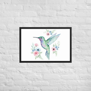 Humming Bird Framed Poster Matte Black Wood Art - Dipaliz - 20″×30″ - Posters