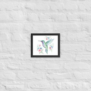 Humming Bird Framed Poster Matte Black Wood Art - Dipaliz - 8″×10″ - Posters