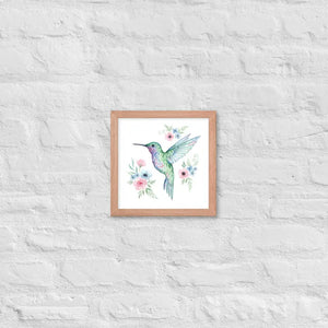 Humming Bird Framed Poster Matte Black Wood Art - Dipaliz - Red Oak / 10″×10″ - Posters