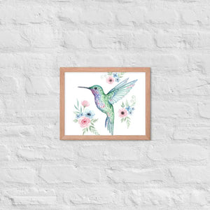 Humming Bird Framed Poster Matte Black Wood Art - Dipaliz - Red Oak / 11″×14″ - Posters