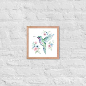 Humming Bird Framed Poster Matte Black Wood Art - Dipaliz - Red Oak / 12″×12″ - Posters
