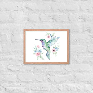 Humming Bird Framed Poster Matte Black Wood Art - Dipaliz - Red Oak / 12″×16″ - Posters