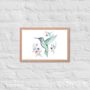 Humming Bird Framed Poster Matte Black Wood Art - Dipaliz - Red Oak / 12″×18″ - Posters
