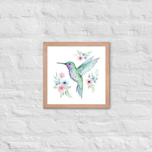 Humming Bird Framed Poster Matte Black Wood Art - Dipaliz - Red Oak / 14″×14″ - Posters