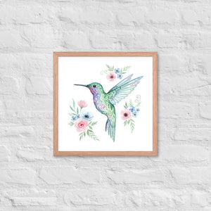 Humming Bird Framed Poster Matte Black Wood Art - Dipaliz - Red Oak / 16″×16″ - Posters
