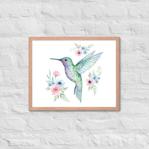 Humming Bird Framed Poster Matte Black Wood Art - Dipaliz - Red Oak / 16″×20″ - Posters