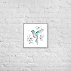 Humming Bird Framed Poster Matte Black Wood Art - Dipaliz - Red Oak / 18″×18″ - Posters