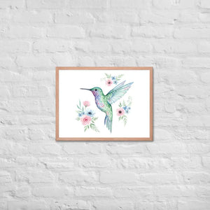 Humming Bird Framed Poster Matte Black Wood Art - Dipaliz - Red Oak / 18″×24″ - Posters