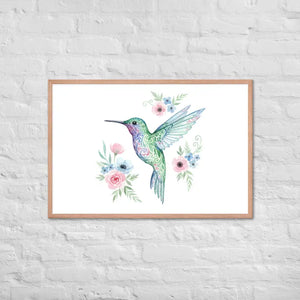 Humming Bird Framed Poster Matte Black Wood Art - Dipaliz - Red Oak / 24″×36″ - Posters