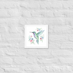 Humming Bird Framed Poster Matte Black Wood Art - Dipaliz - White / 10″×10″ - Posters