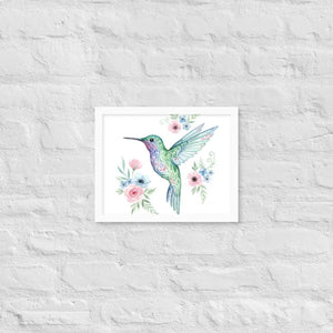 Humming Bird Framed Poster Matte Black Wood Art - Dipaliz - White / 11″×14″ - Posters