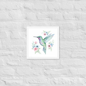 Humming Bird Framed Poster Matte Black Wood Art - Dipaliz - White / 12″×12″ - Posters