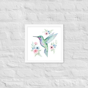 Humming Bird Framed Poster Matte Black Wood Art - Dipaliz - White / 14″×14″ - Posters