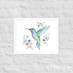 Humming Bird Framed Poster Matte Black Wood Art - Dipaliz - White / 16″×20″ - Posters
