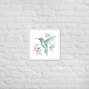 Humming Bird Framed Poster Matte Black Wood Art - Dipaliz - White / 18″×18″ - Posters