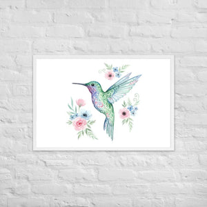 Humming Bird Framed Poster Matte Black Wood Art - Dipaliz - White / 24″×36″ - Posters