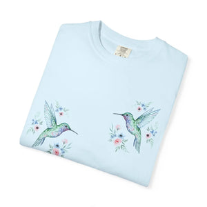 Hummingbird Floral T-shirt, Watercolor Bird Graphic Tee - T-shirts