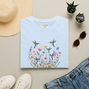 Hummingbird Wildflower Tee – Floral Circle Garden - Dipaliz - T-shirts - m