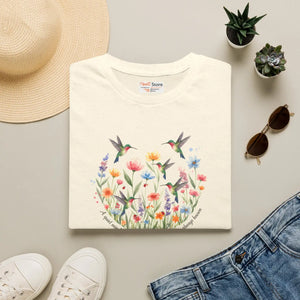 Hummingbird Wildflower Tee – Floral Circle Garden - Dipaliz - T-shirts - m