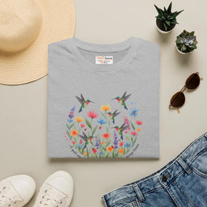 Hummingbird Wildflower Tee – Floral Circle Garden - Dipaliz - T-shirts - m