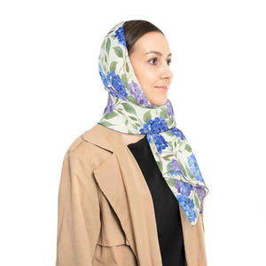 Hydrangea Floral Scarf, Lightweight Garden Print Polyester - Scarves & Shawls