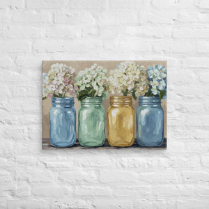 Hydrangea Bloom Canvas – Mason Jars Painting - Dipaliz - Paintings