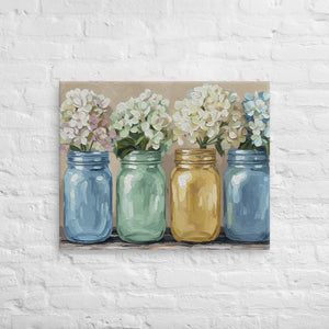 Hydrangea Bloom Canvas – Mason Jars Painting - Dipaliz - Paintings