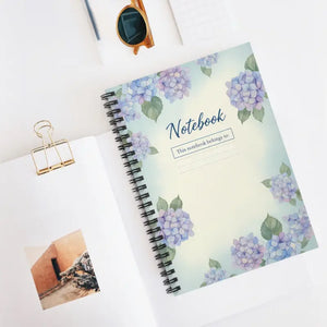 Paper Products - Hydrangea Spiral Notebook Ruled Journal Metal Binding - Dipaliz one Size