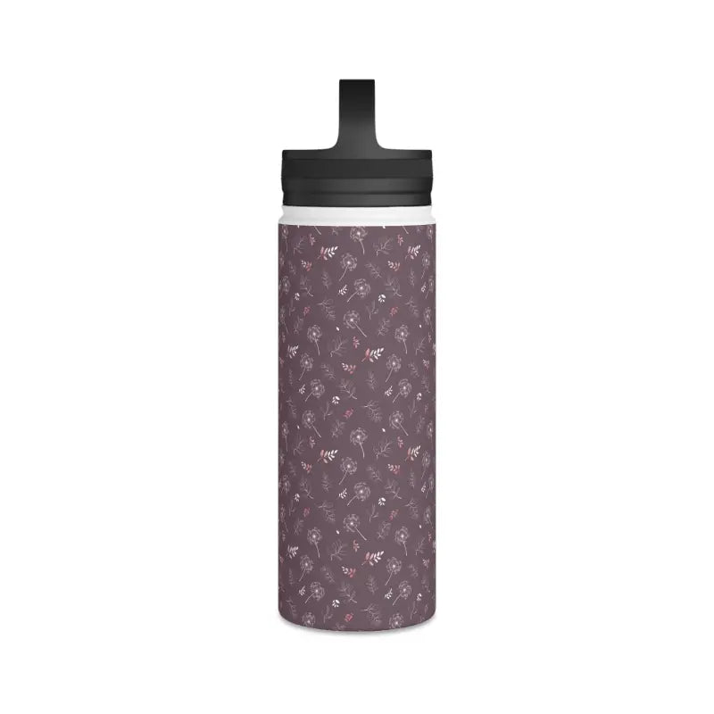 Thrill of Hydration with Dandelions Mauve Steel Water Bottle - White / 18oz Mug