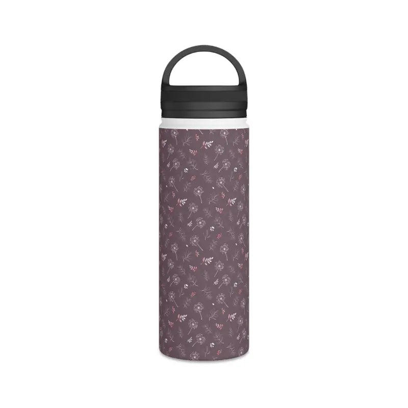 Thrill of Hydration with Dandelions Mauve Steel Water Bottle - White / 18oz Mug