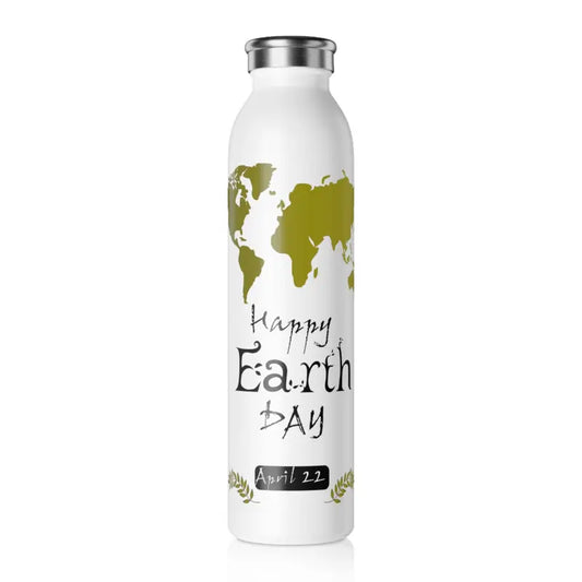 Earth Day Slim Water Bottle - for Sustainable Hydration - 20oz / White Bottles