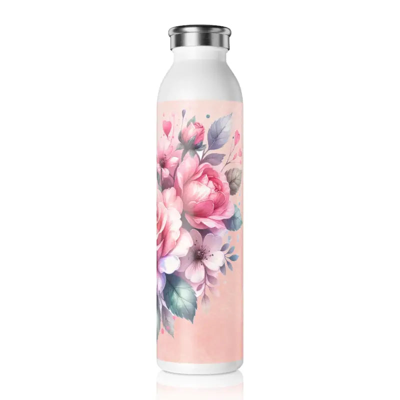 Stay Stylishly Hydrated with the Rose Heart Slim Water Bottle - 20oz / White Mug