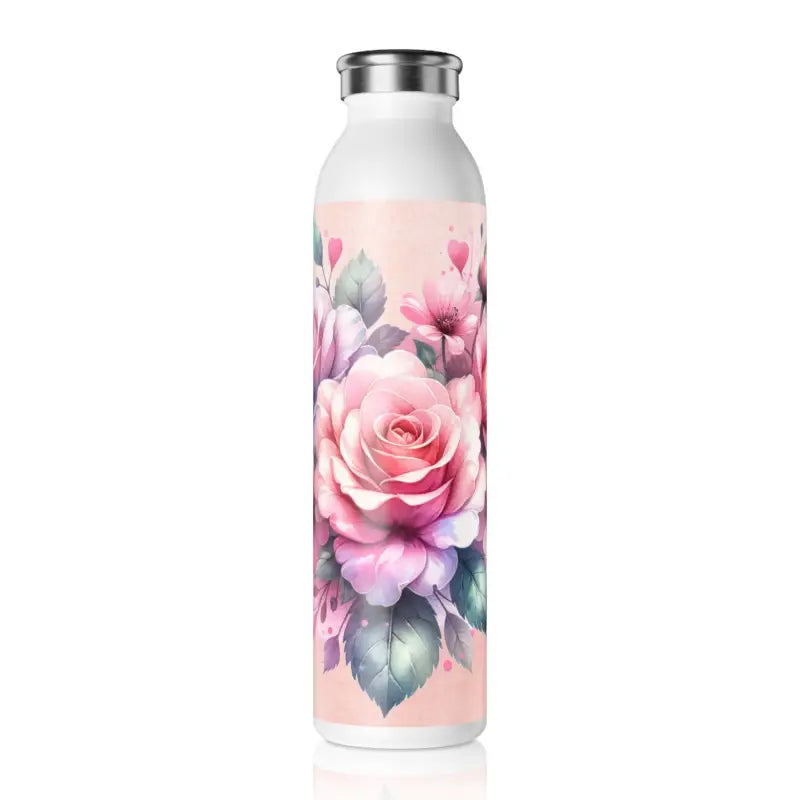 Stay Stylishly Hydrated with the Rose Heart Slim Water Bottle - 20oz / White Mug