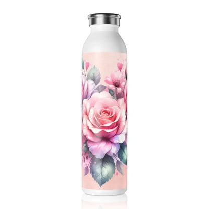 Stay Stylishly Hydrated with the Rose Heart Slim Water Bottle - 20oz / White Mug