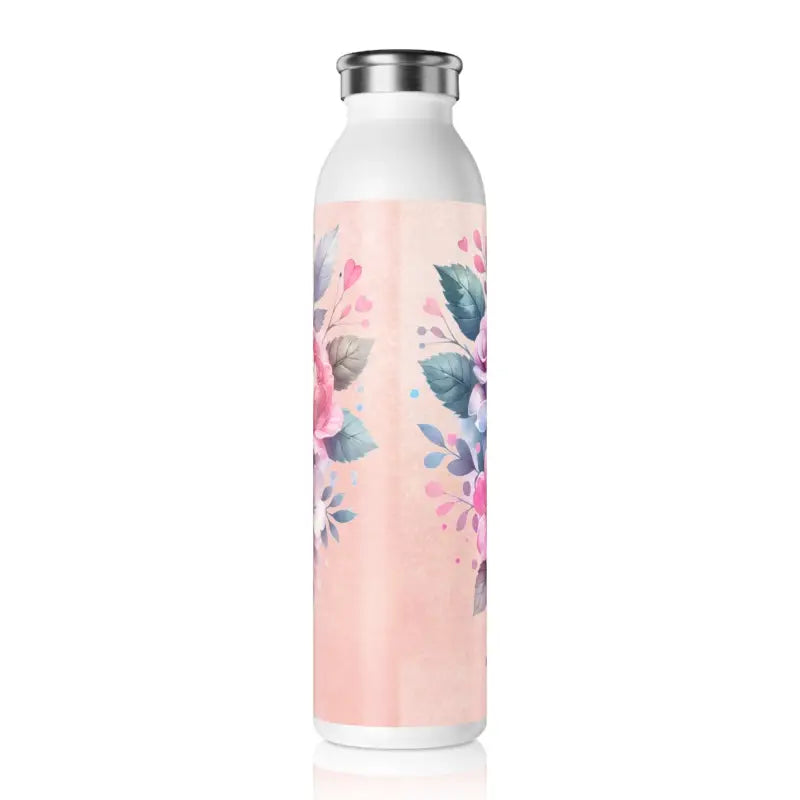 Stay Stylishly Hydrated with the Rose Heart Slim Water Bottle - 20oz / White Mug