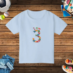 Fun Colorful Dino Toddler T-shirt for Energetic 3 Year Olds - Dipaliz - Light Blue / 2t - T-shirts