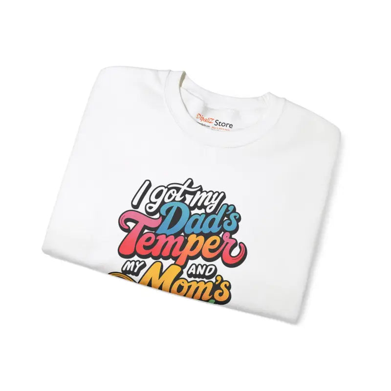 Unisex Heavy Blend Sweatshirt: Dad’s Temper Mom’s Attitude! - Sweatshirt