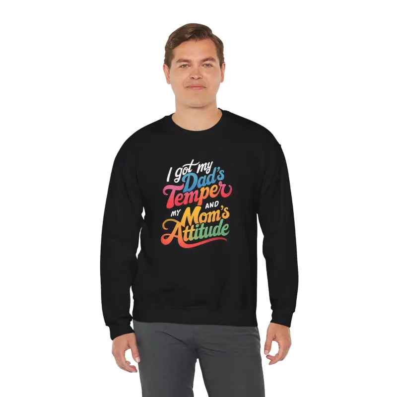 Unisex Heavy Blend Sweatshirt: Dad’s Temper Mom’s Attitude! - Sweatshirt