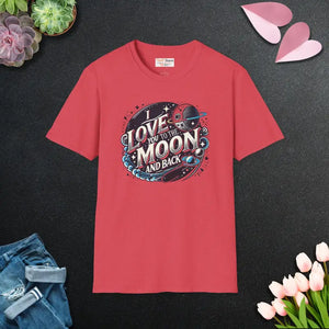 Unisex Softstyle Tee Love you to the Moon and Back - Dipaliz - Heather Red / s - T-shirts